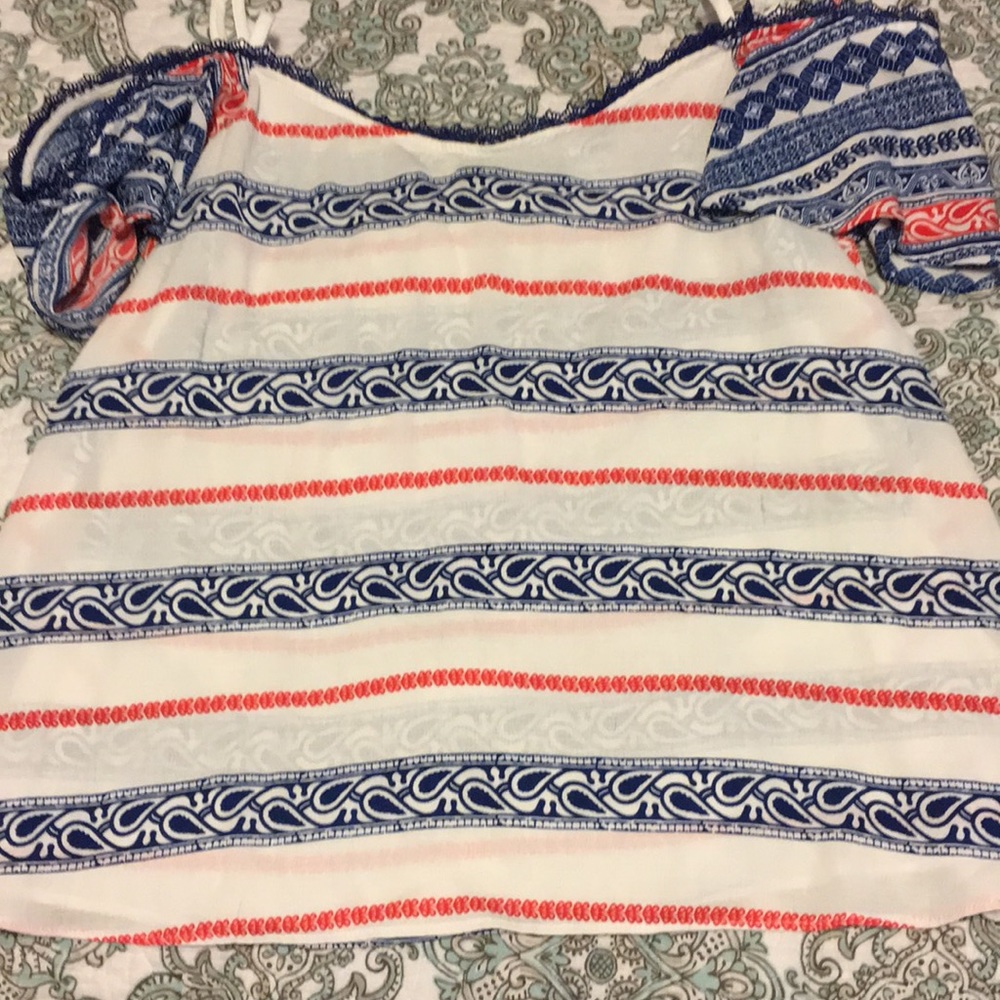 Red white and blue printed tank